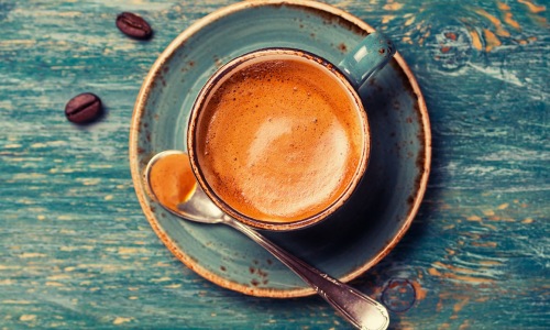 Top view of coffee on table